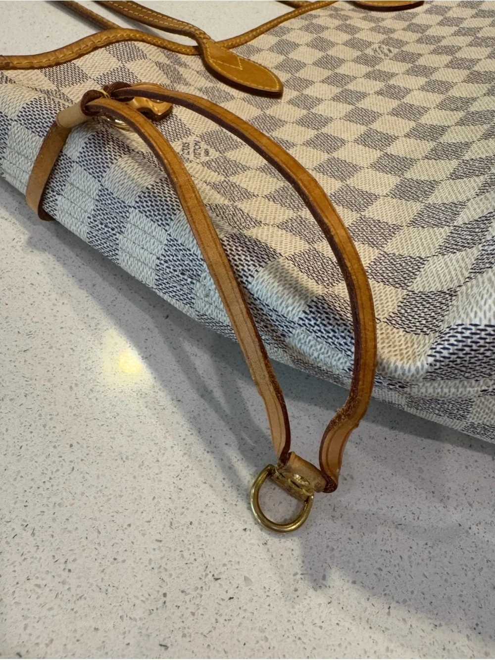 Louis Vuitton Damier Azur Canvas Tote in White and Tan